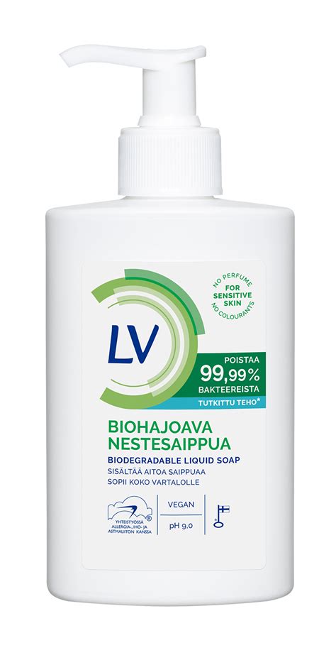 lv saippua|LV Biohajoava Nestesaippua.